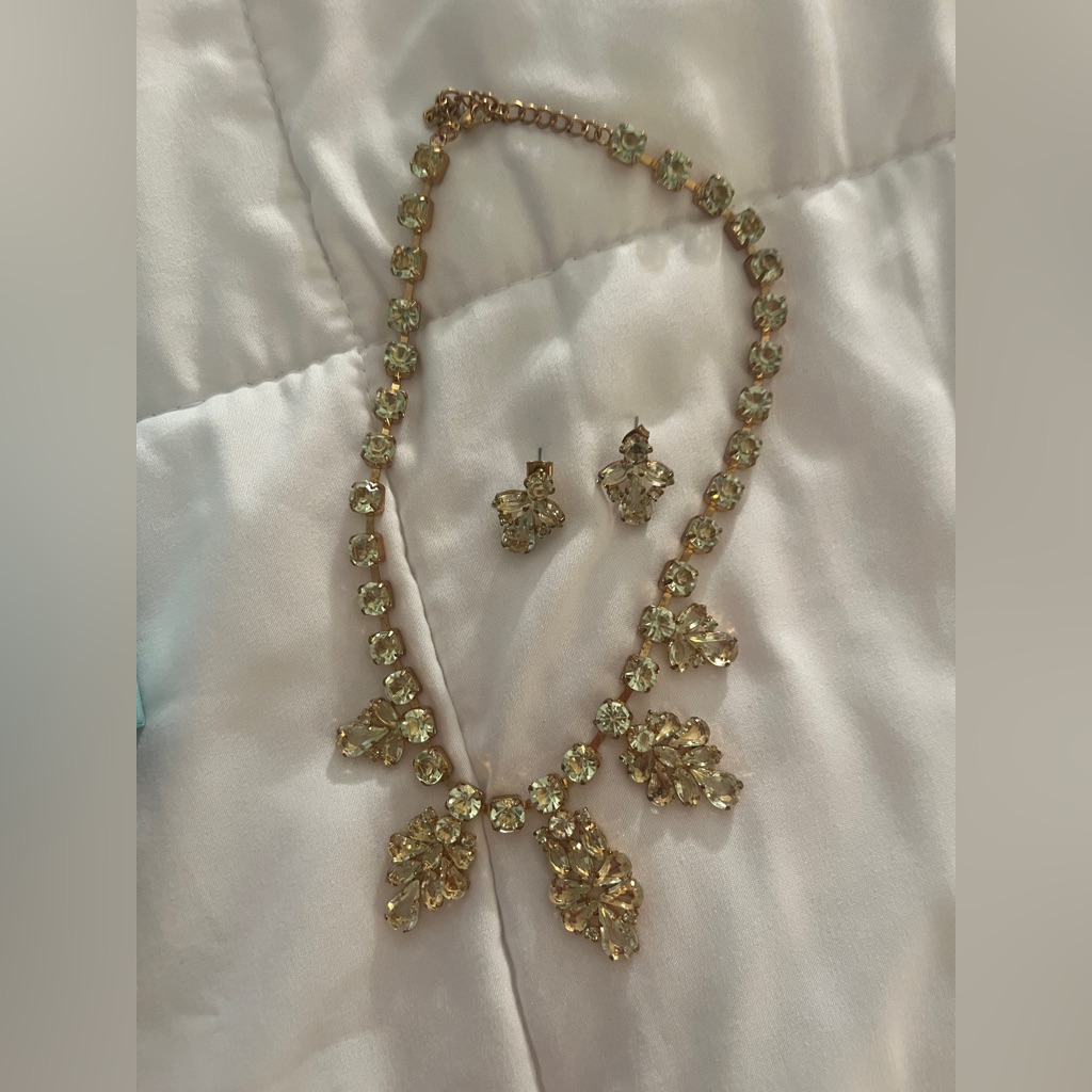 Lime Green And Gold Costume Jewelry Set